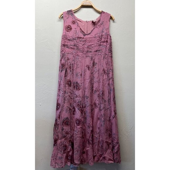 April Cornell Maxi Dress Sleeveless Floral Medium Mauve Romantic Flowy Boho FLAW - Picture 1 of 11